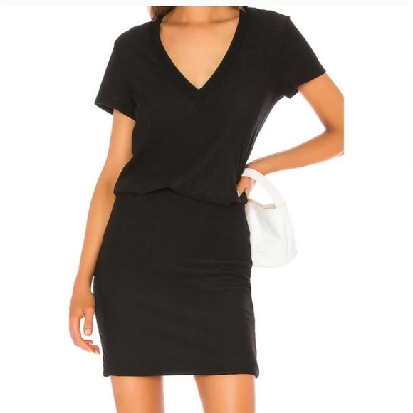 JAMES PERSE V-Neck T-Shirt Blouson Dress Carbon Black. NEW Sz 3 / L - Picture 1 of 6